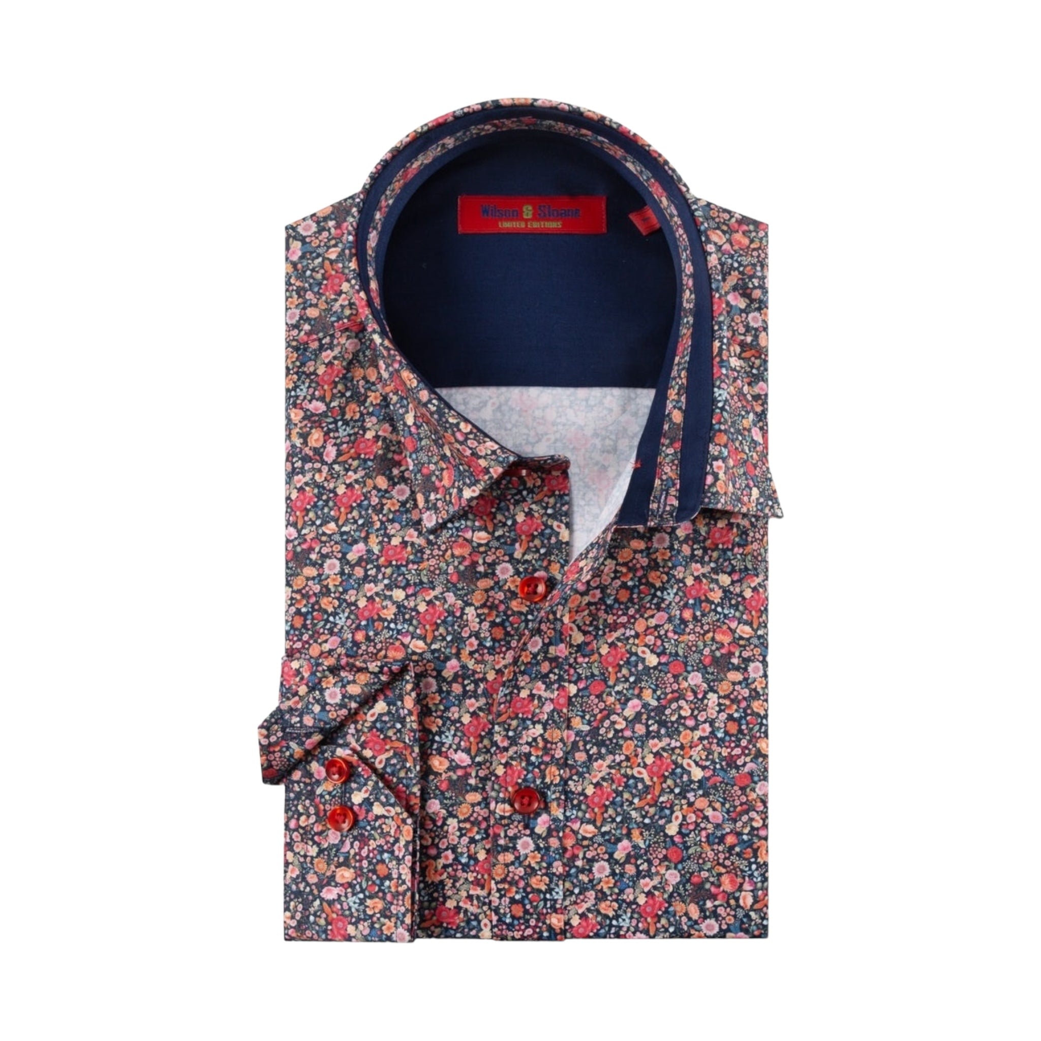 WILSON & SLOANE 3897-19 NAVY ROSE GEM SHIRT